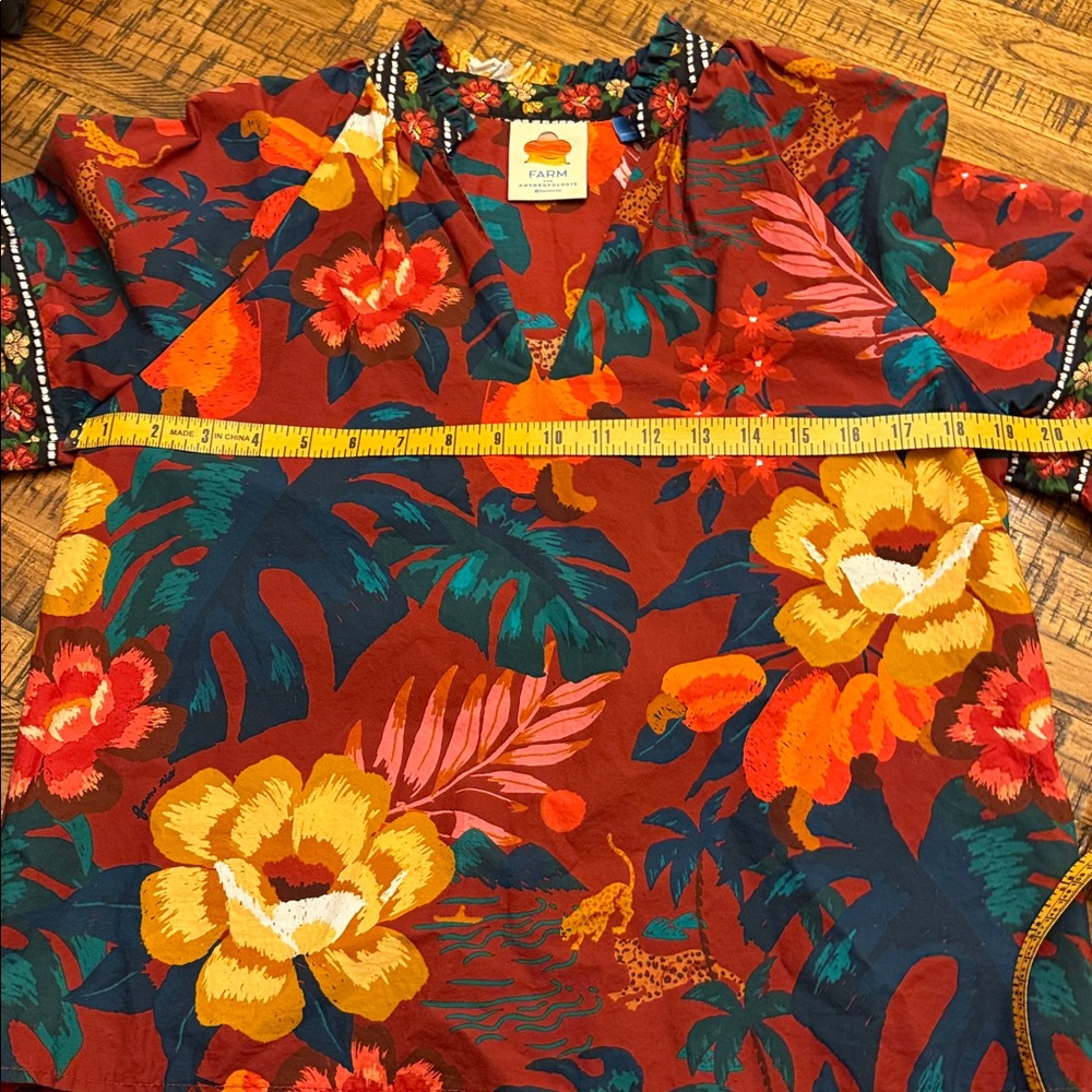 Anthropologie FARM Rio V-Neck Floral Blouse Woman's Small - Picture 12 of 14